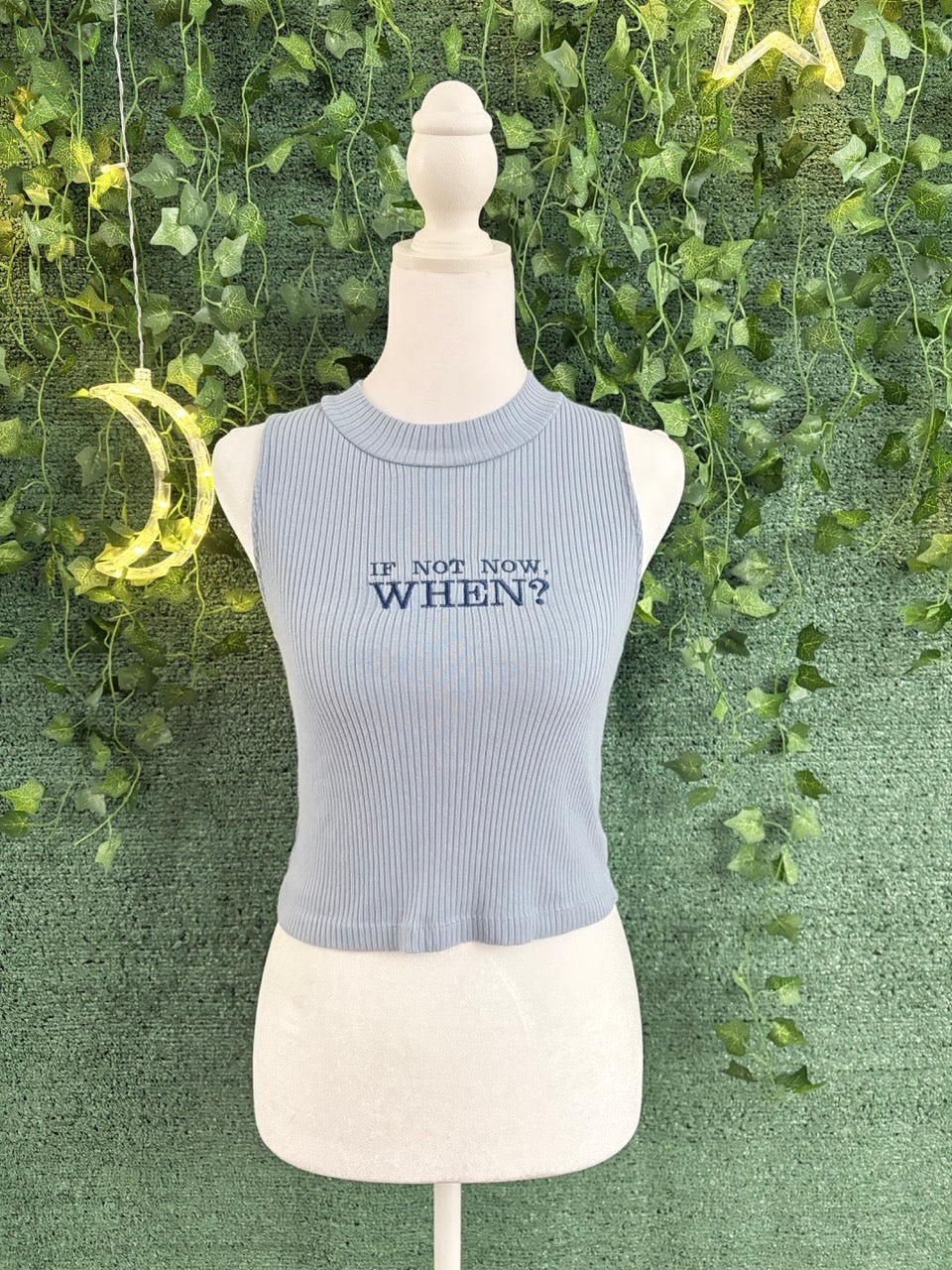 If Not Now, When? Blue Sleeveless Ribbed Top XS