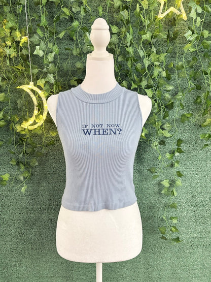 If Not Now, When? Blue Sleeveless Ribbed Top XS