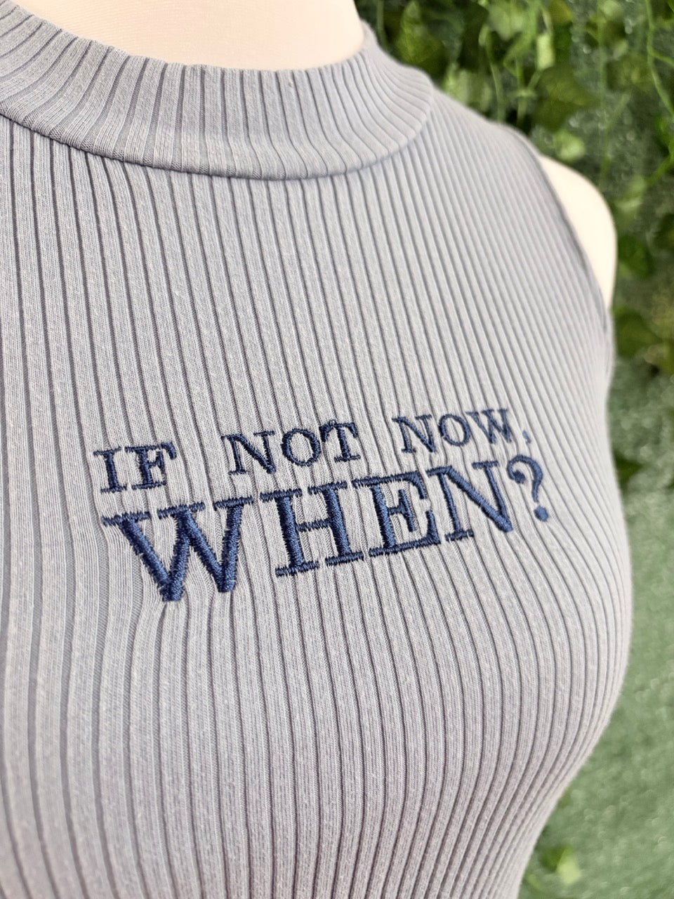 If Not Now, When? Blue Sleeveless Ribbed Top XS