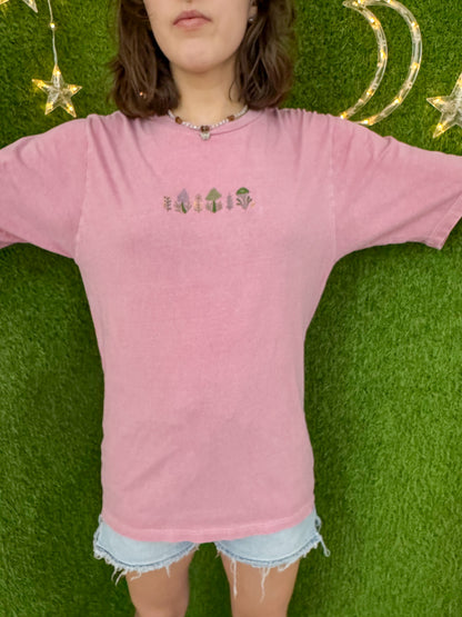 Flowers & Mushrooms Pink T-Shirt XS