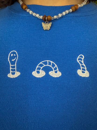 Wormy Blue Baby Tee XS