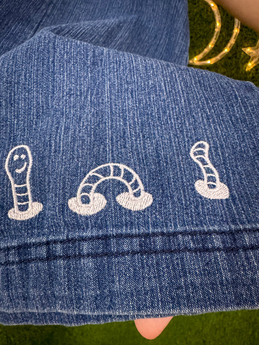 Denim Worm Strapless Dress XL