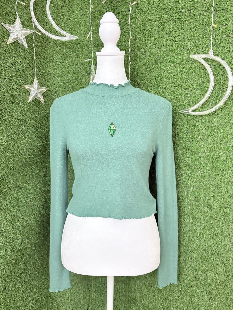 Sims Green Cropped Long Sleeve XS