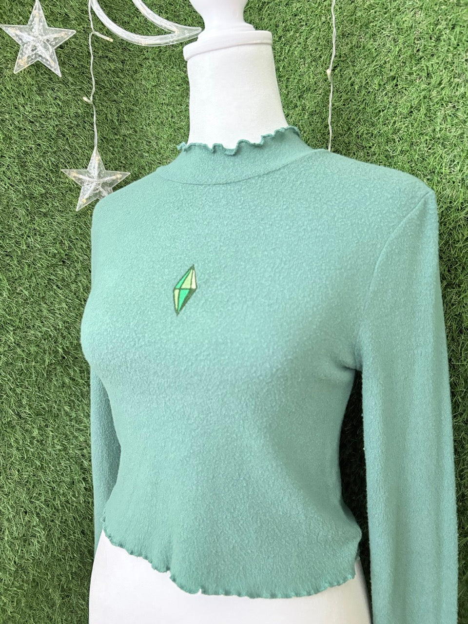 Sims Green Cropped Long Sleeve XS