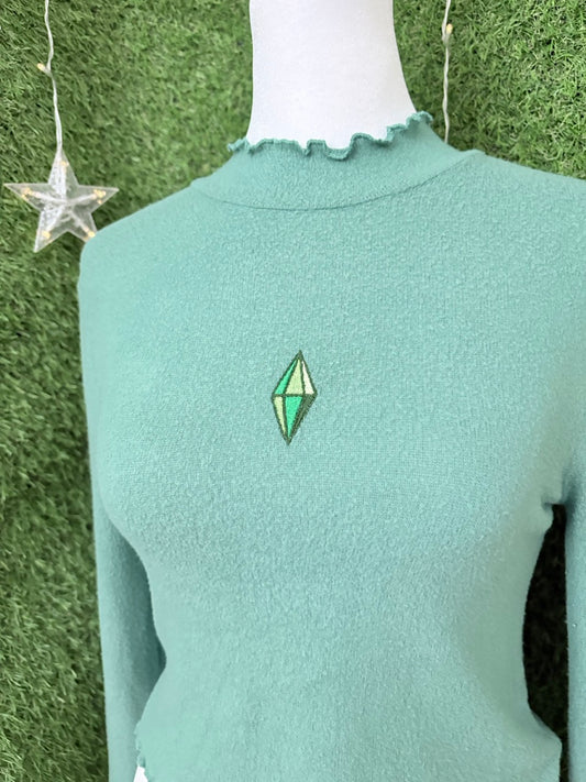 Sims Green Cropped Long Sleeve XS