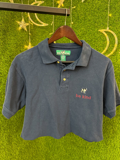 Be Kind Dog Navy Cropped Polo T-Shirt S