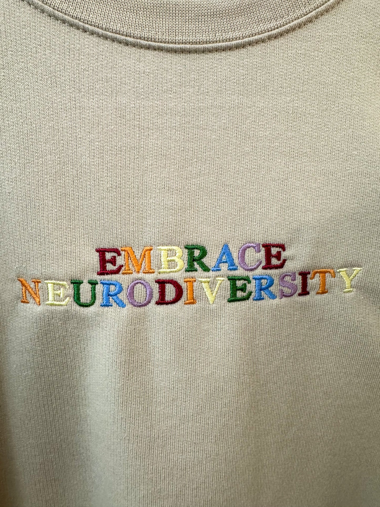 Embrace Neurodiversity Khaki Lightweight Crewneck XL