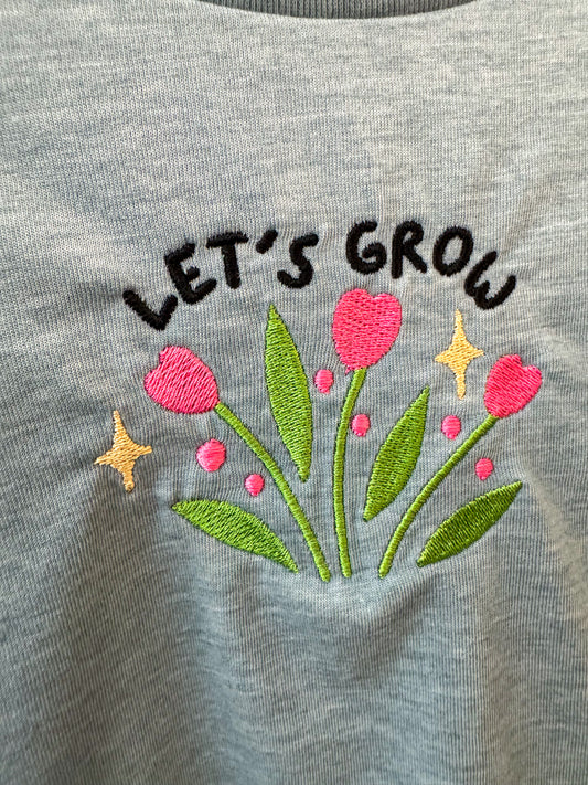 Let's Grow Blue Cropped T-shirts L