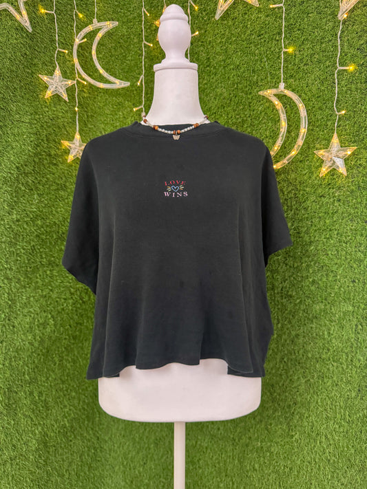 Love Wins Black Cropped Cut Tee 2XL