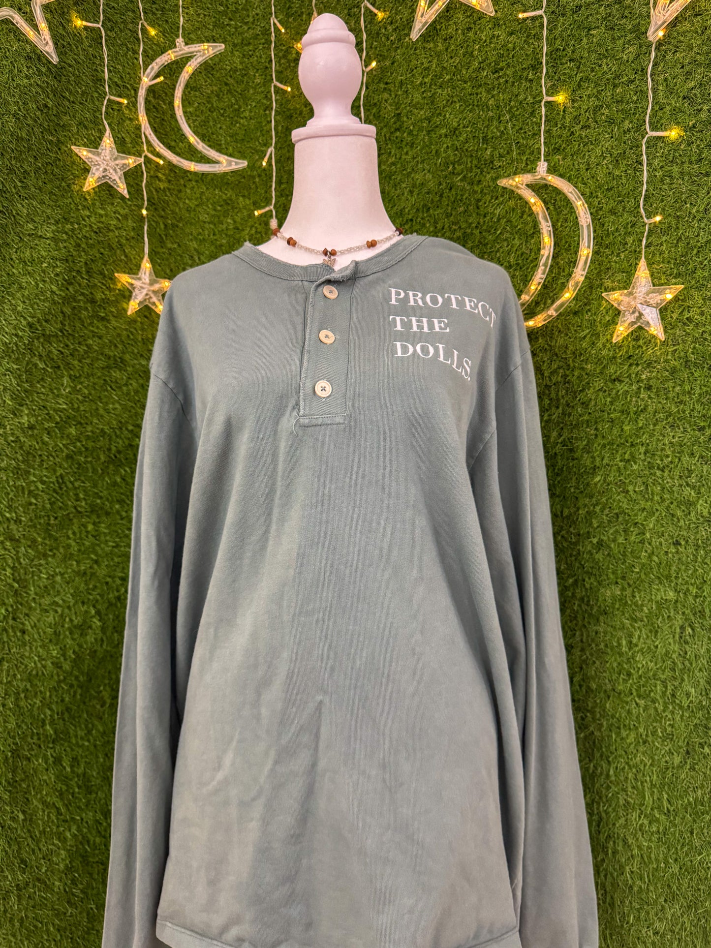 Protect the Dolls Teal Button Up Long Sleeve S