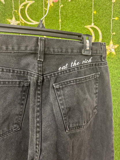 Eat The Rich Black Denim Pants XL