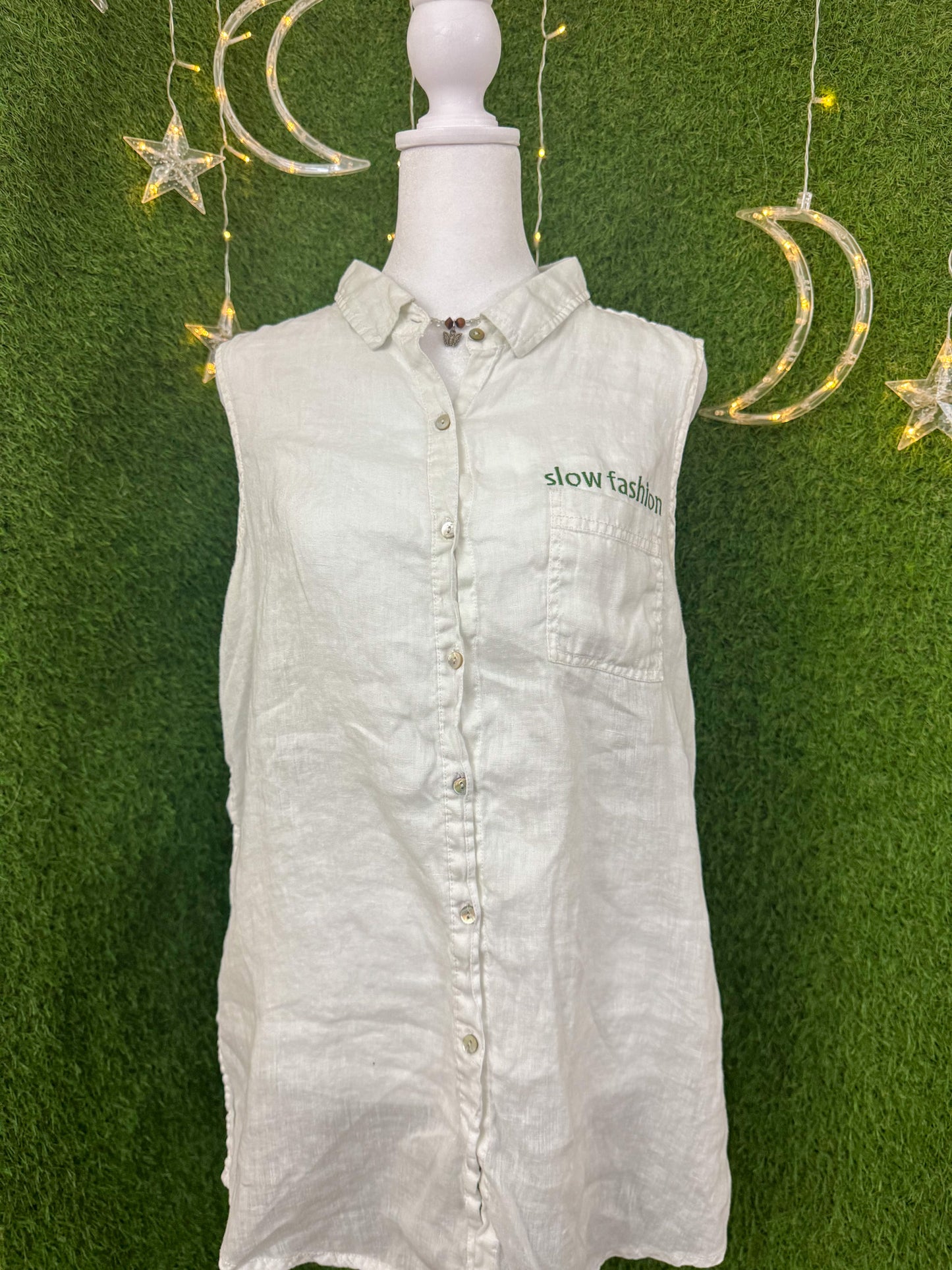 Slow Fashion Button Up Tank L