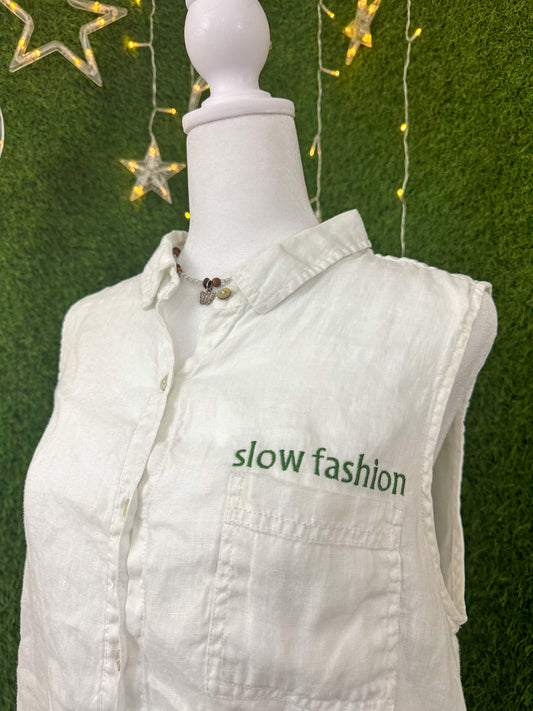 Slow Fashion Button Up Tank L