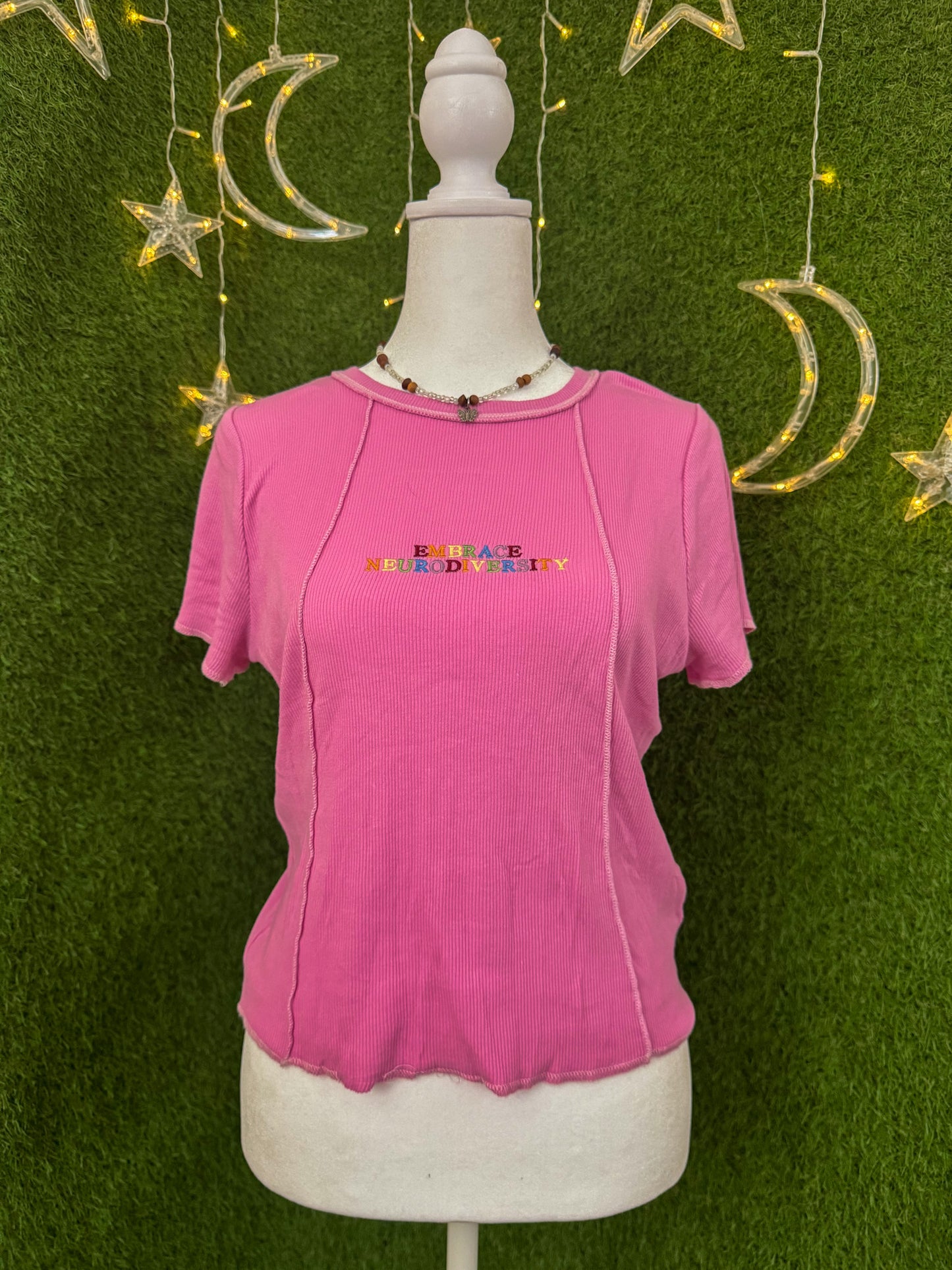 Embrace Neurodiversity Pink Baby Tee L