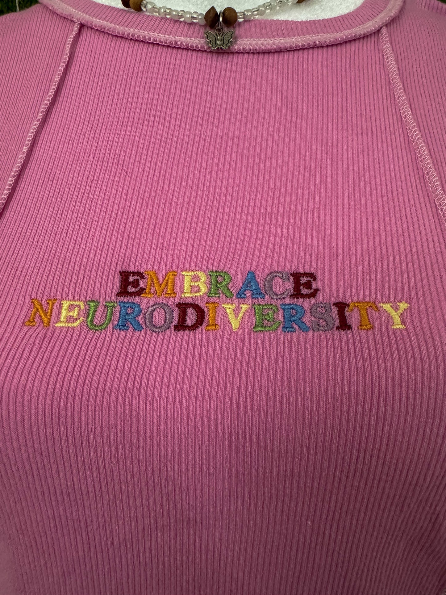 Embrace Neurodiversity Pink Baby Tee L