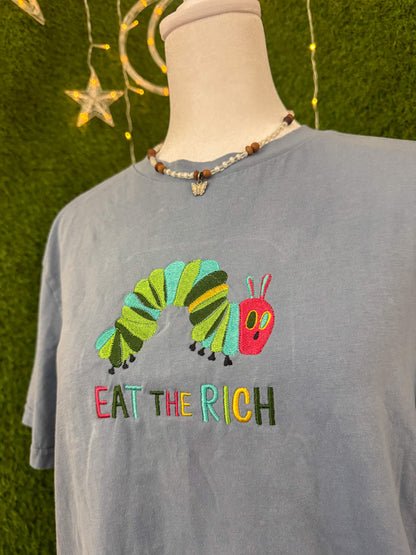 Eat The Rich Caterpillar Blue T-Shirt L