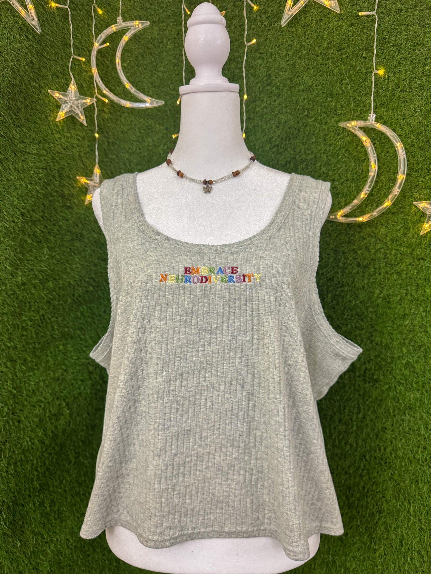 Embrace Neurodiversity Grey Cropped Tank 2XL