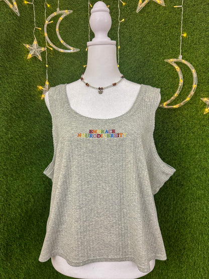Embrace Neurodiversity Grey Cropped Tank 2XL