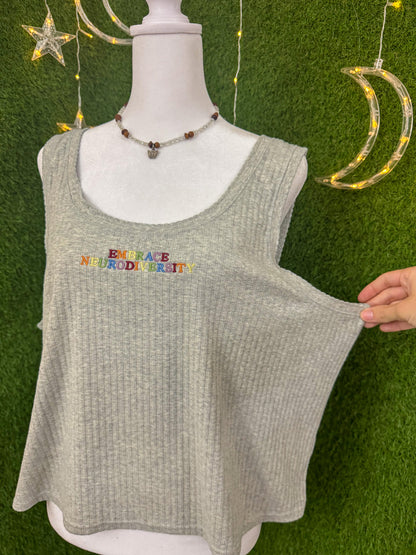 Embrace Neurodiversity Grey Cropped Tank 2XL