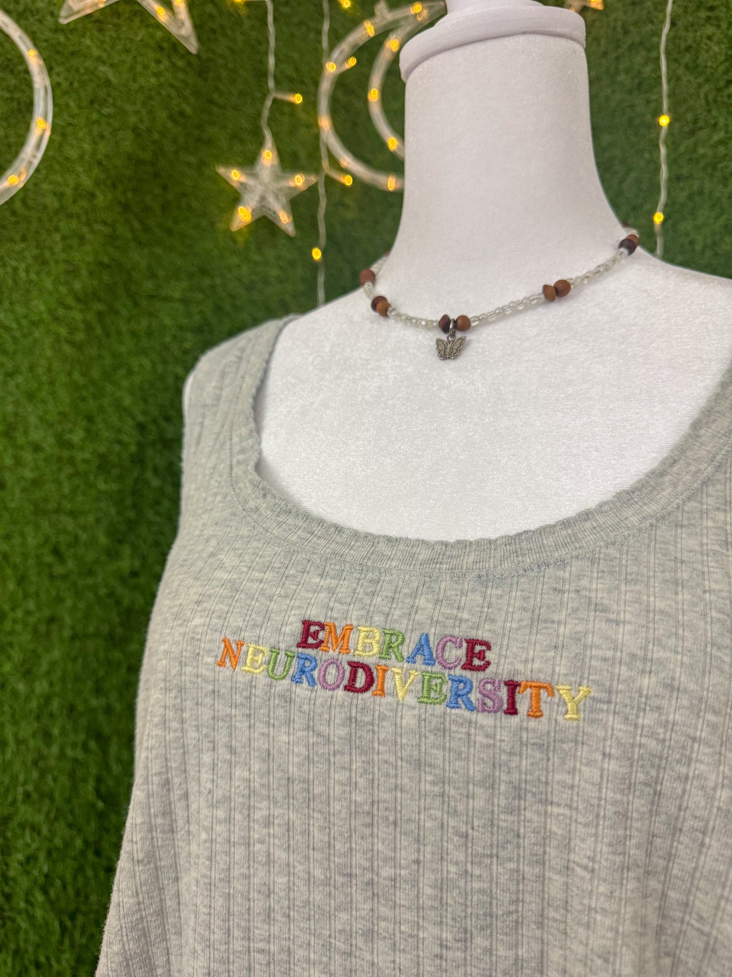 Embrace Neurodiversity Grey Cropped Tank 2XL