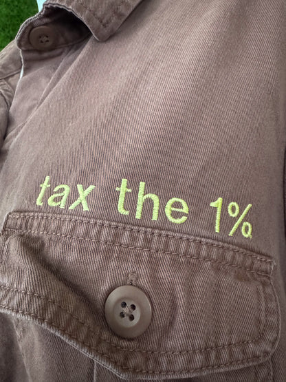 Tax The 1% Plum Denim Button Up Long Sleeve L