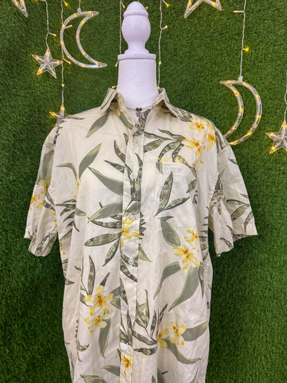 Eat The Rich Floral Button Up T-Shirt XS