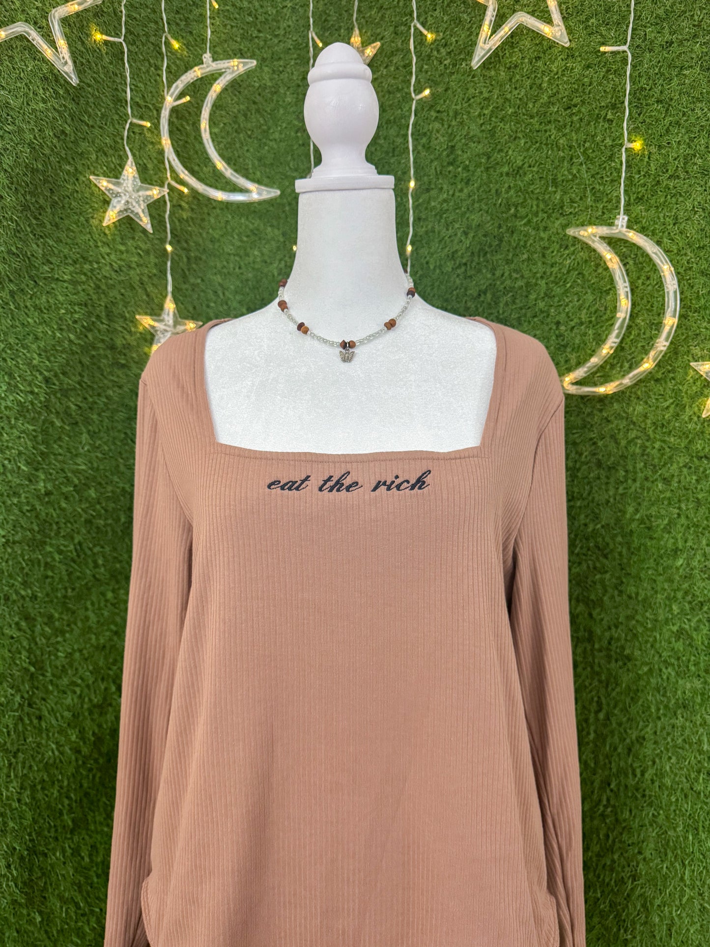 Eat The Rich Long Sleeve Bodysuit 2XL