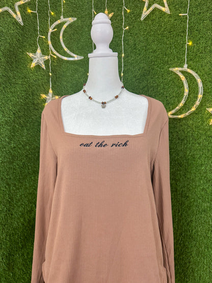 Eat The Rich Long Sleeve Bodysuit 2XL