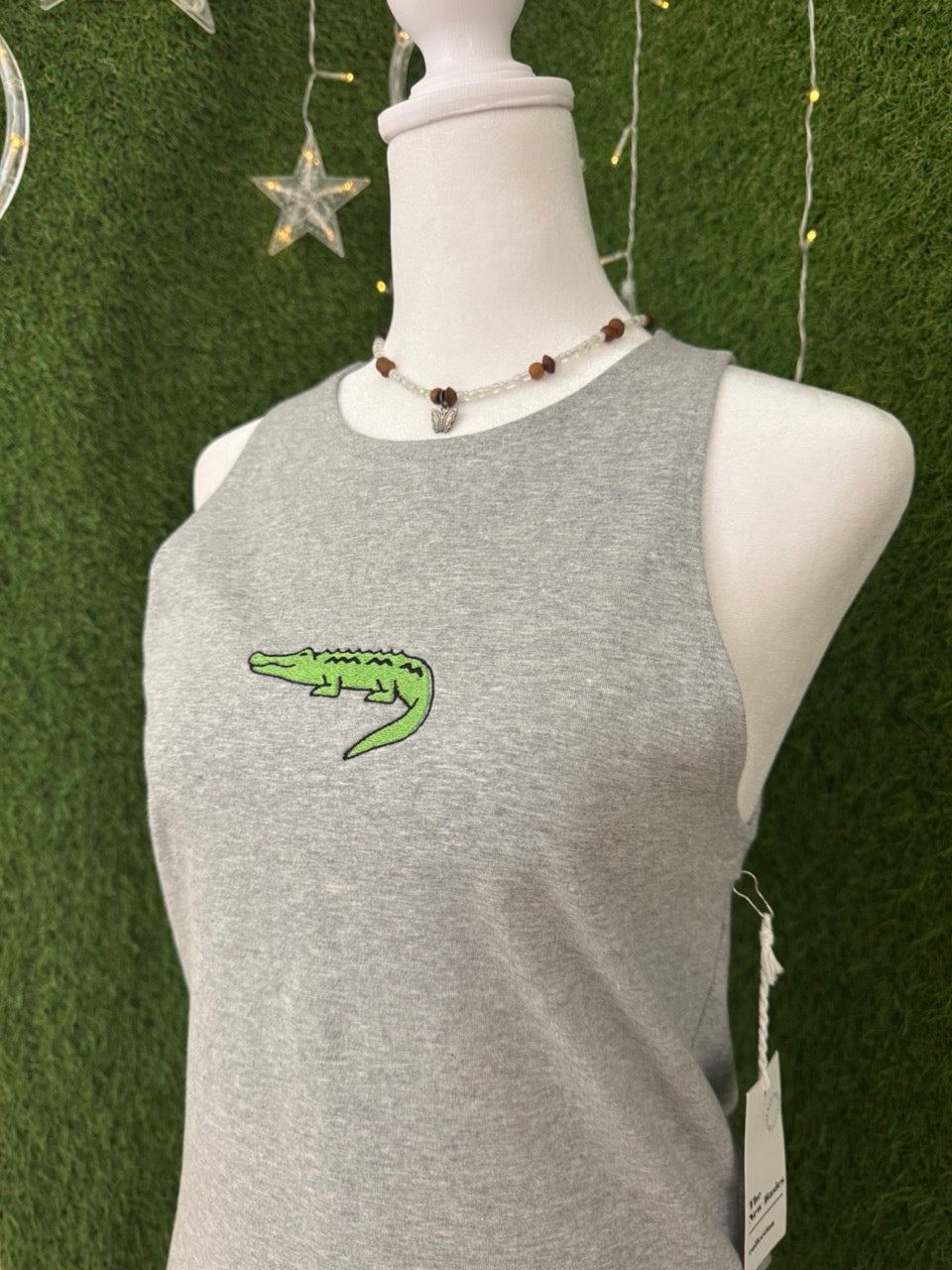 Crocodile Grey Tank Bodysuit L