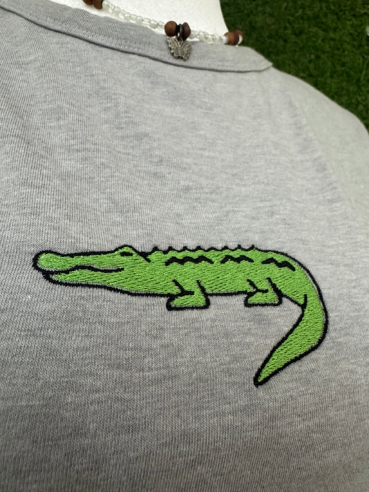 Crocodile Grey Baby Tee M