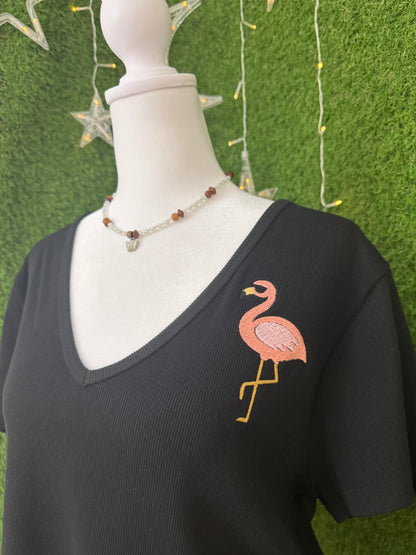 Flamingo Black V-Neck 3XL