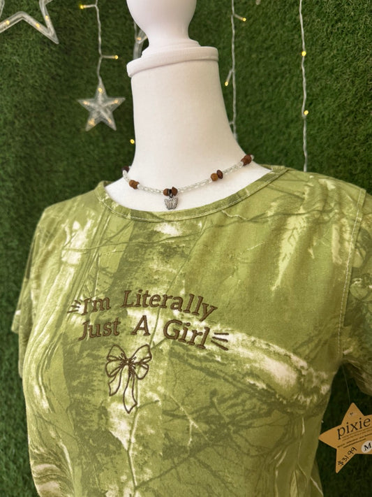 Just A Girl Camo Baby Tee M