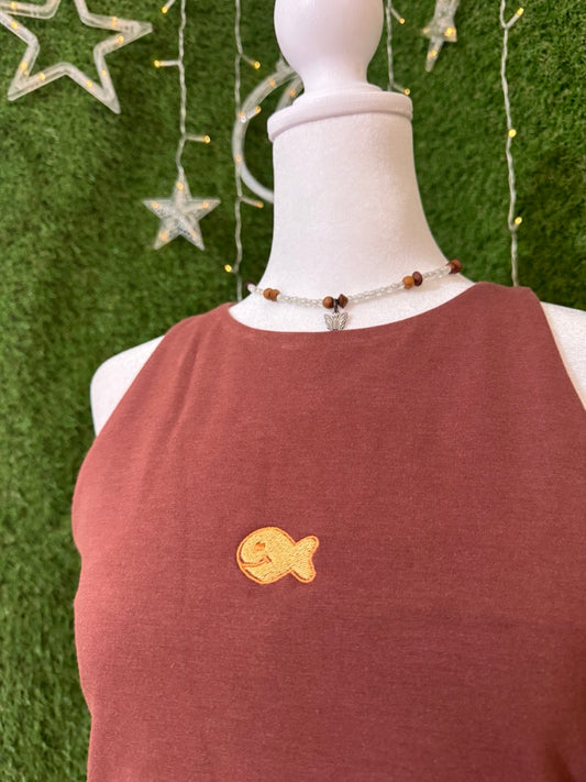Goldfish Cropped Halter Brown Tank L