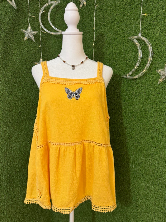 Skull Butterfly Yellow Tank L