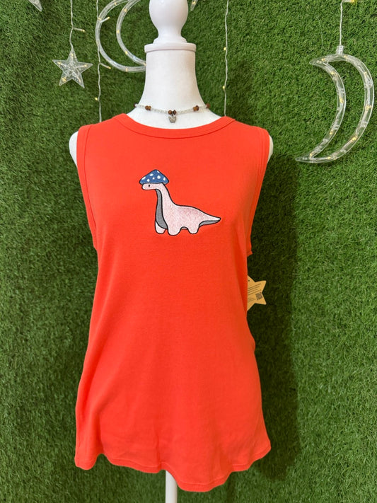 Mushroom Dino Salmon Tank Top 2XL