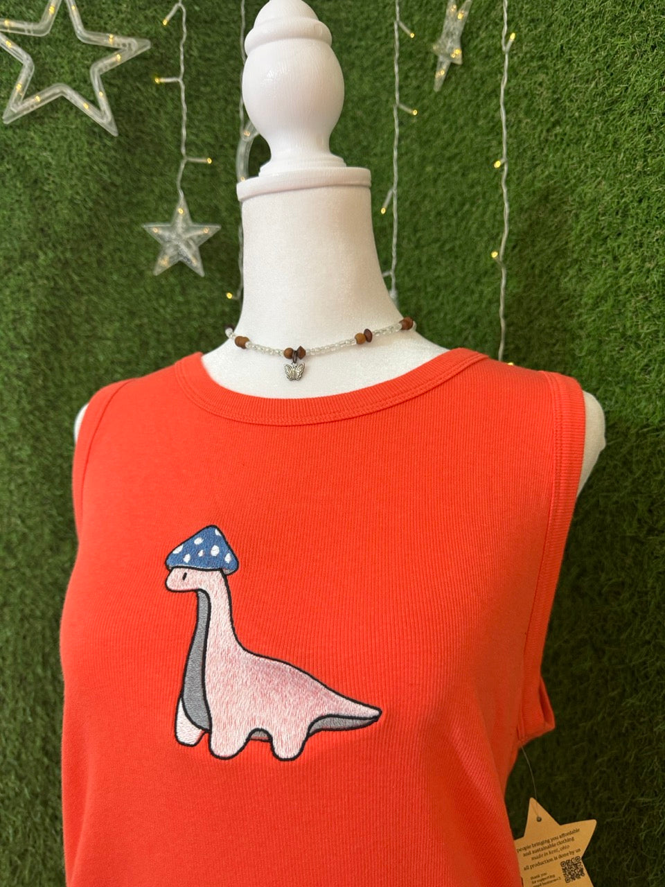 Mushroom Dino Salmon Tank Top 2XL