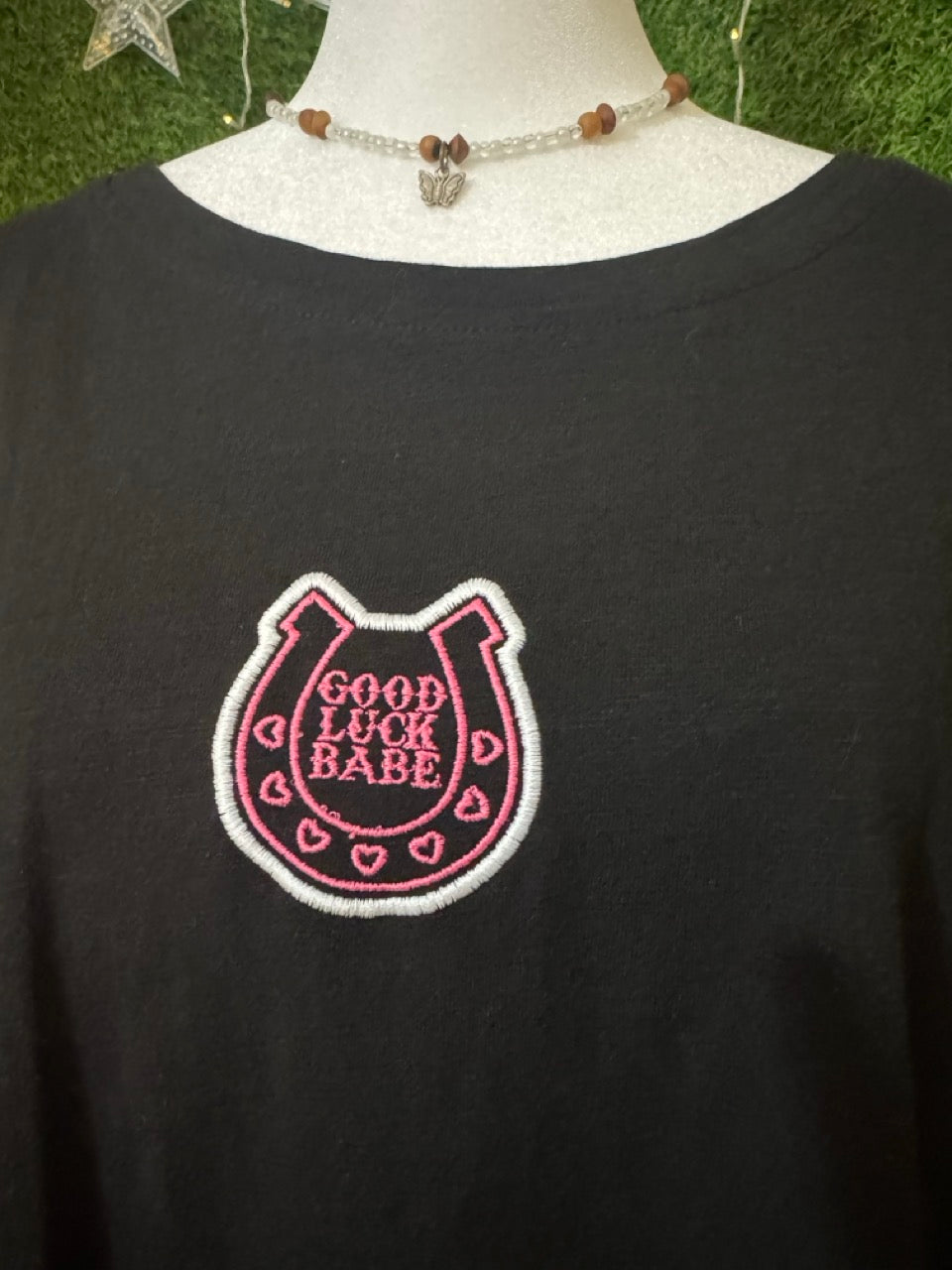 Good Luck Babe Black Puffed Sleeve Tee 3XL
